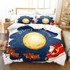 Weihnachts-Bettbezug-Set mit Weihnachtsmann-Motiv, Weihnachtsschlitten-Bettwäsche-Set, weich, bequem, atmungsaktiv, Bettbezug für Schlafzimmer und Gästezimmer