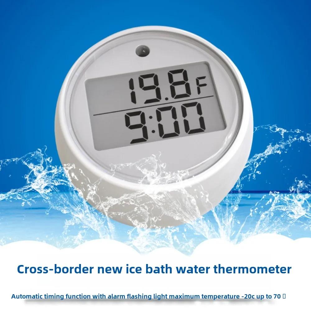 Measuring Thermometer with Time Timed Automatic Ice Bath Water Temperature Gauge,waterproof Alarm, Electronic Thermometer, White