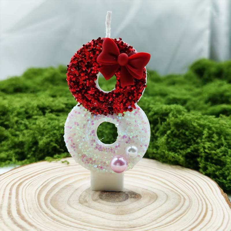 Creative Red Bow Digital Candle Birthday Candle Cake Atmosphere Birthday Decoration Candle