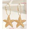 Gold Geometric Hollowed-out Starfish Pendant Earrings Women's Exaggerated Seaside Vacation Wind Earrings