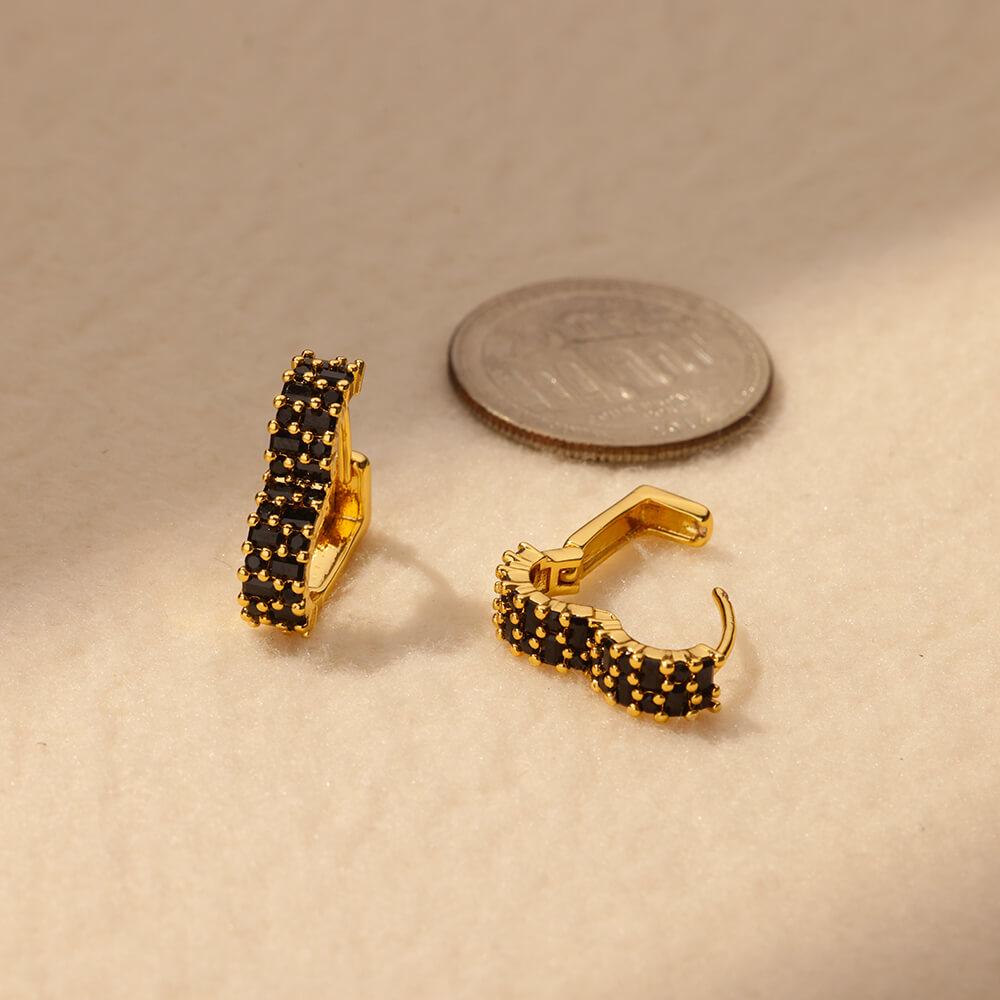 Schwarze Zirkon Ohrringe für Damen Mädchen Elegant Edelstahl Stecker Ohrringe 2024 Trend Einzigartiges Design Paar Schmuck Accessoires