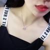 Korean Style Women's Necklace: Double Ring with Diamonds, Simple Luxury Design, Versatile Clavicle Chain Accessory
