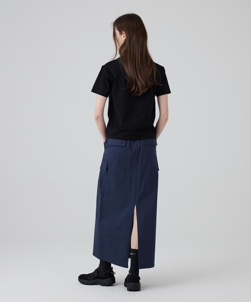 Dangled Drop Dgdp Cotton Maxi Skirt_Navy