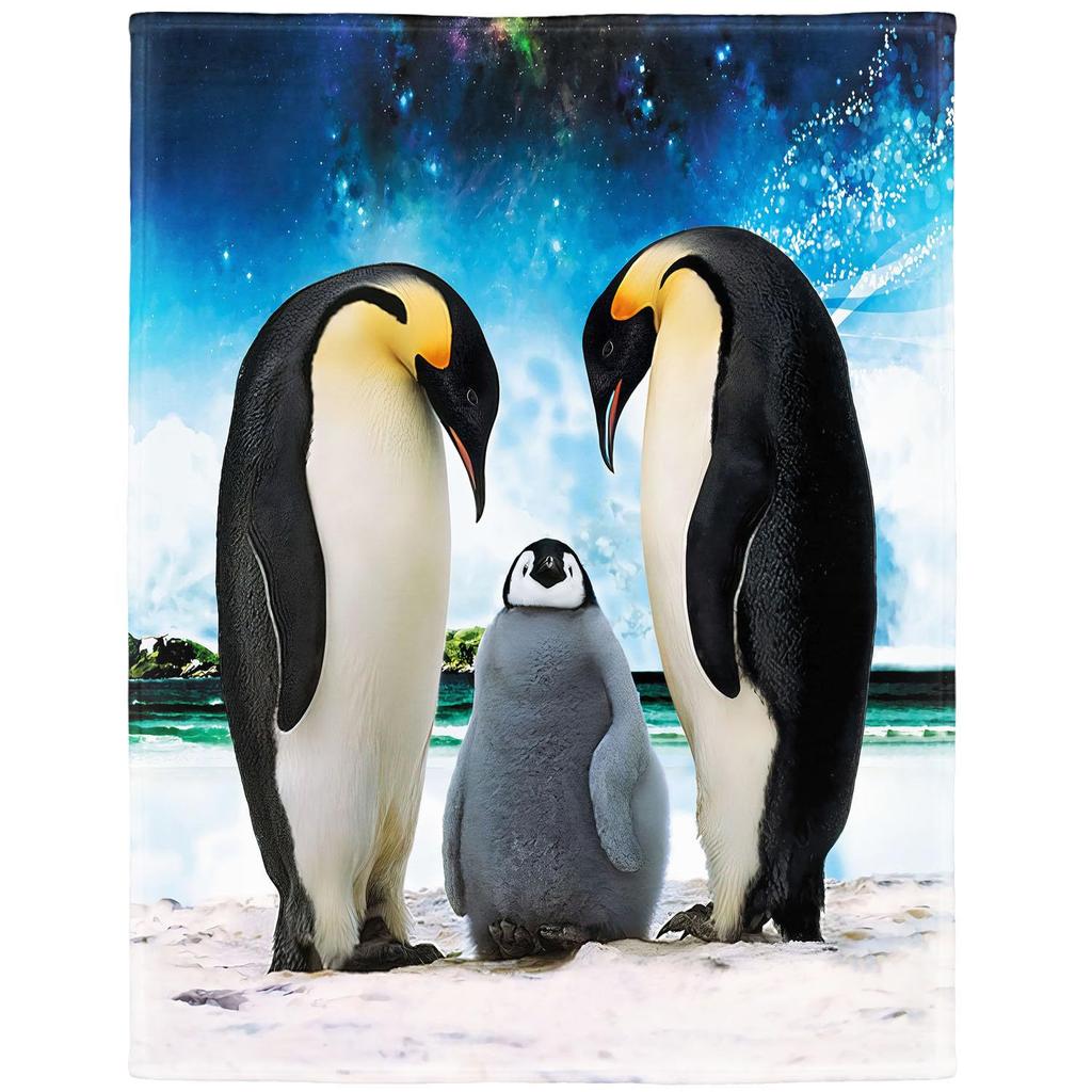 Penguin Blanket Soft Plush Blanket Lightweight Digitally Printed Flannel Blanket For Sofa Bed