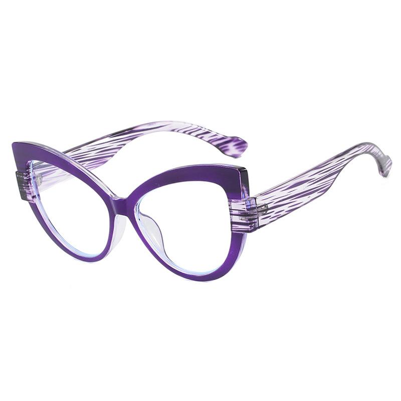 R57576 Color-Blocked Blue Light Blocking Glasses Frame Stylish Cat Eye Optical Presbyopia Eyeglasses Customizable Prescription