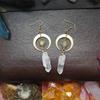 New Hippie Tribal Sun Crescent Earrings Brass Color Witchy Jewelry Bohemia Birthday Magical Clear Stone Point Women Fashion Gift
