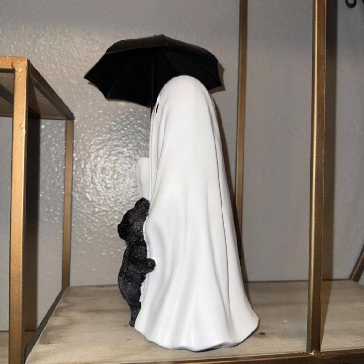 Estatueta Miniatura de Gatos Fantasmagóricos e Pretos Resinas Ornamento Halloween Decorações Góticas Para Compactos Espaço de Convivência Escritório Área de Trabalho