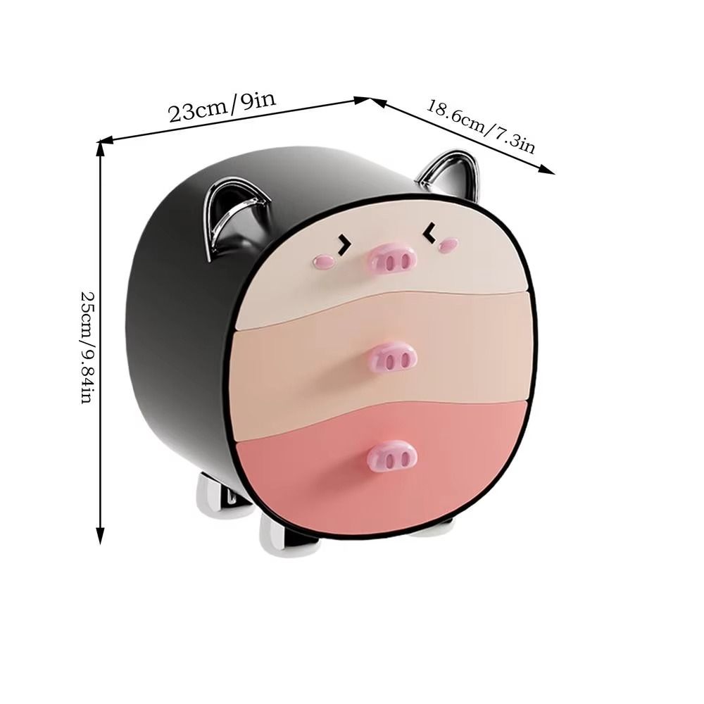 Pig-shaped Cosmetics Storage Box Pull-out Makeup Storage Tool for Study Room Living Room
