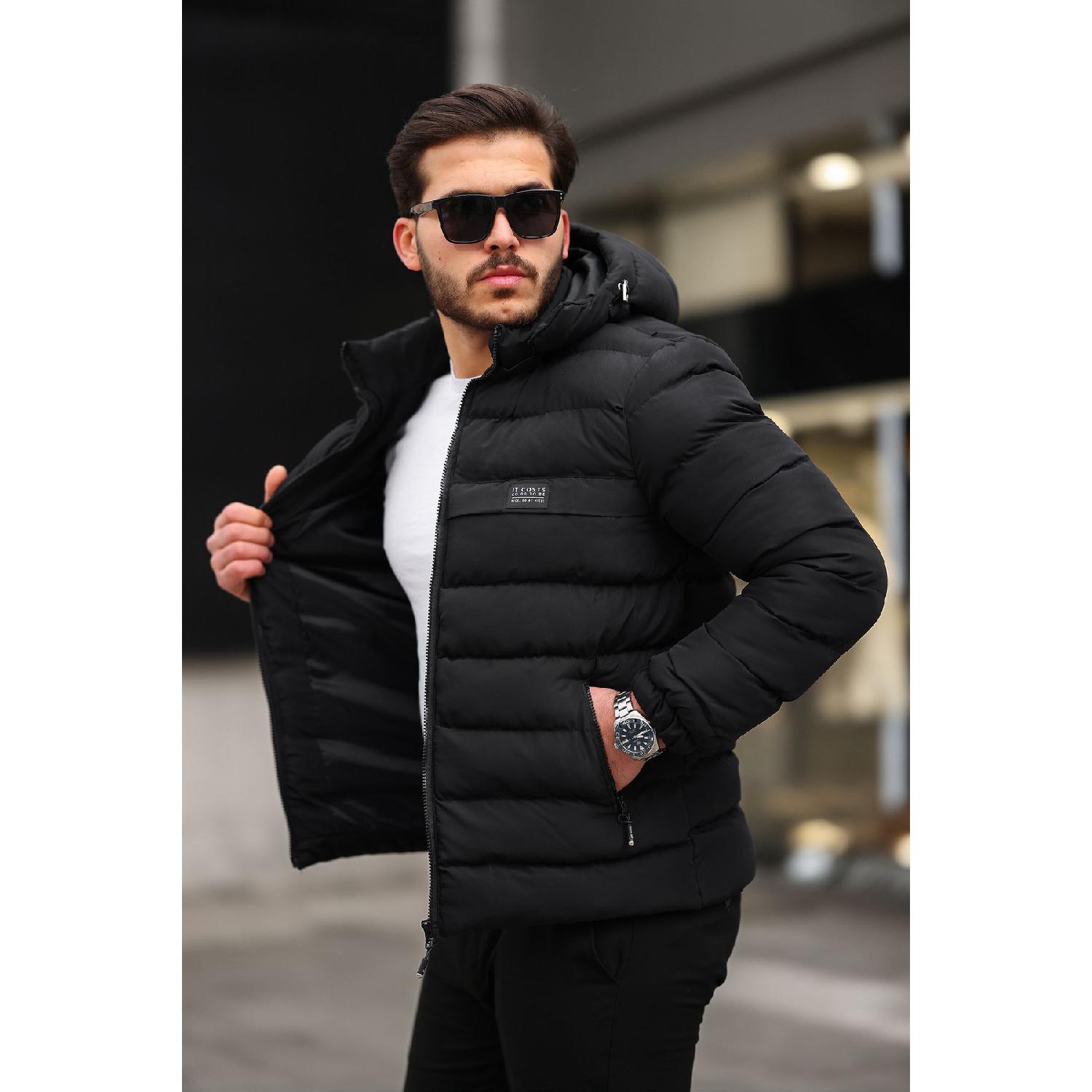 

Water Cold And Windproof Winter Men s Removable Hooded Puffer Coat S чёрный
