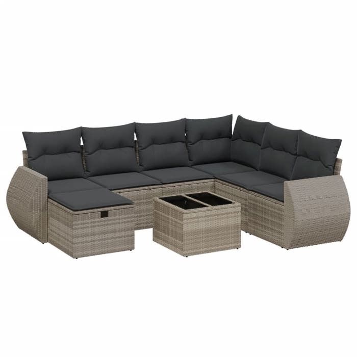 VidaXL Garden Lounge Set with Cushions 8 Pcs, Patio Sofas, Patio Furniture Set, Outdoor Furniture, Grey 3264158