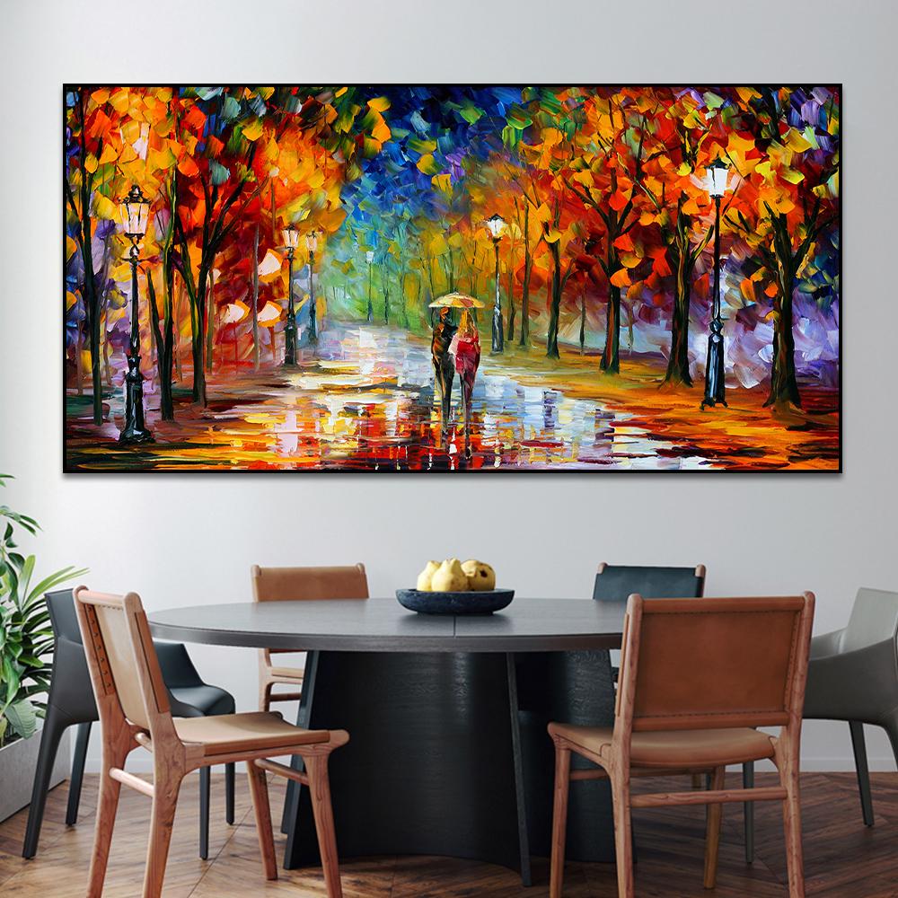 Moderne Bunte Abstrakte Leinwanddrucke Kunst Regnerische Gartenlandschaft Poster Bild Wandkunst Malerei für Wohnzimmer Schlafzimmer