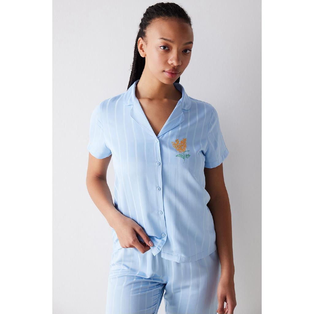 Dahlia Satin Light Blue Pajama Set
