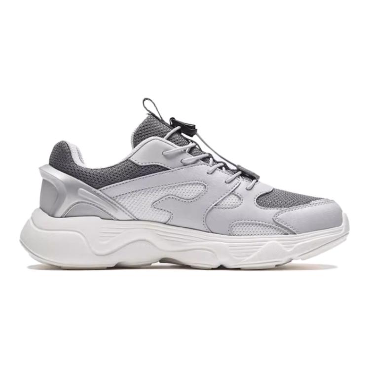 Anta Comfortable Versatile Non-Slip Wear-Resistant Low-Top Kids Running Shoes Kids sneaker Gray White A12438802-2
