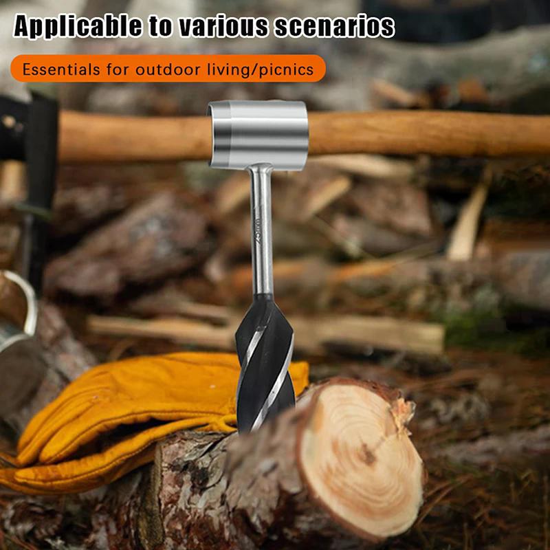 Tragbare Outdoor-Überlebens-Holzbearbeitungswerkzeuge Handbohrer Bohrer Bushcraft Siedler Handbohrer Stanzwerkzeug für Camping Wandern