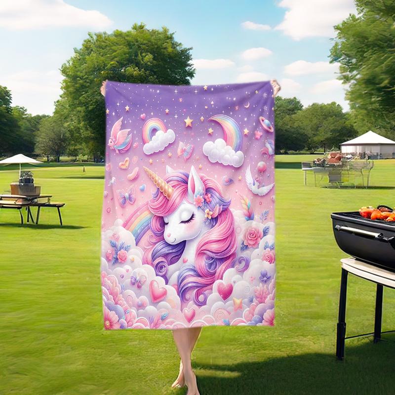 1PC Unicorn on the Clouds blanket, al season lightweigh Poster blanket home office outdoor nap multifunc Poster blanketional blanket