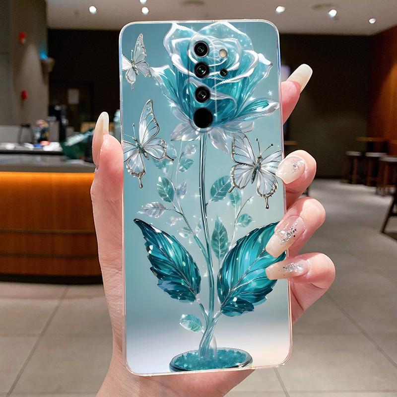 Custodia Per Xiaomi Redmi Note 8 Pro Note8 Capa Fiore Farfalla Protettiva Sottile Custodie Trasparente Morbido Silicone TPU Copri Telefono