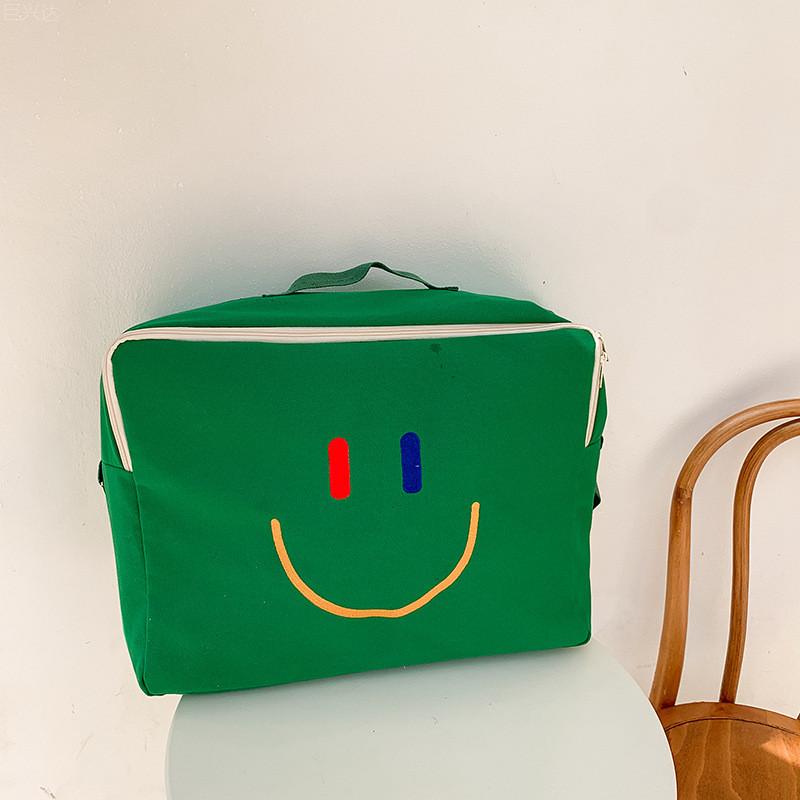 

Stylish Large Capacity Korean Smiley Face Canvas Backpack For Kids Durable And Trendy Design зелёный