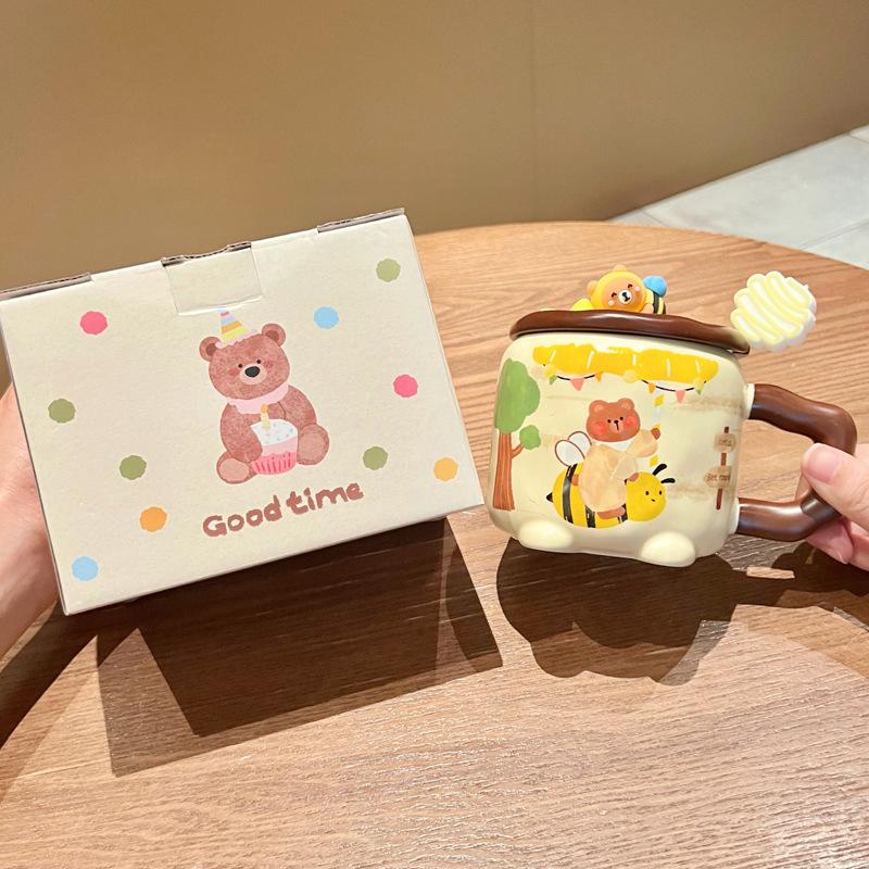 Creative Cute Little Bear Ceramic Mug for Birthday Gift for Sisters and Girlfriends