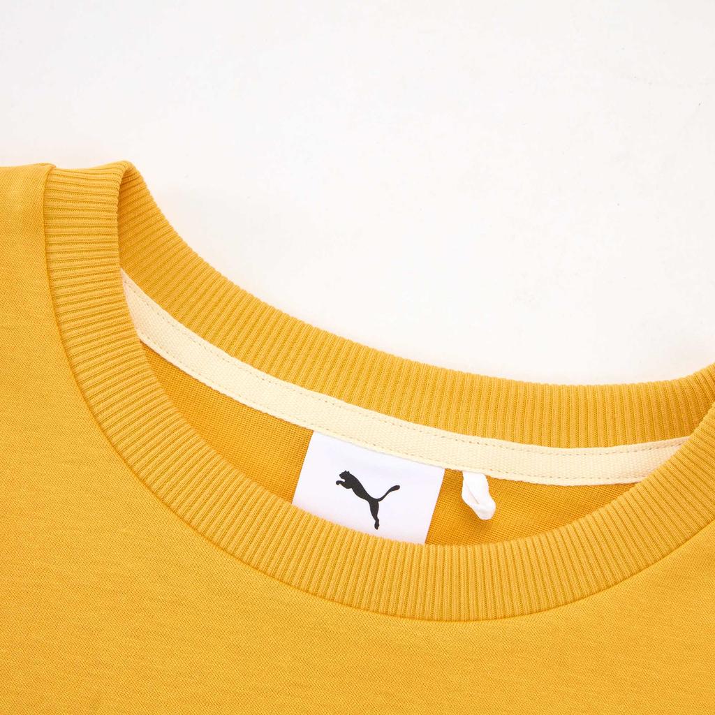 Puma Select Classics Badge Casual Round Neck Short Sleeve T-Shirt Women T-Shirts Mustard 631564-55