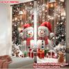 2D Flat Printing 2pcs Christmas Curtains Christmas Snowmen and Gifts Scopic and Stylish 100% Polyester Fiber Holiday Decorations