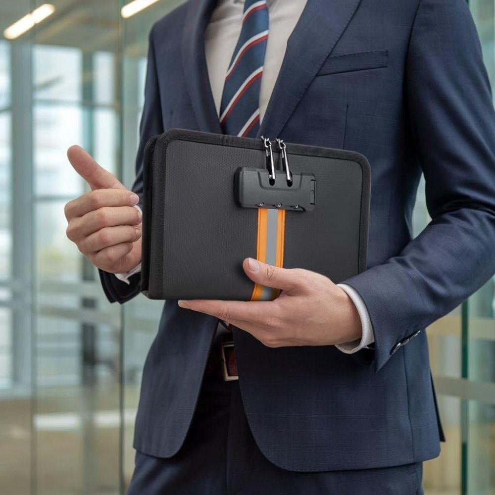 Fireproof Money Bag with Combination Lock Waterproof Document Safe  Bag  Travel