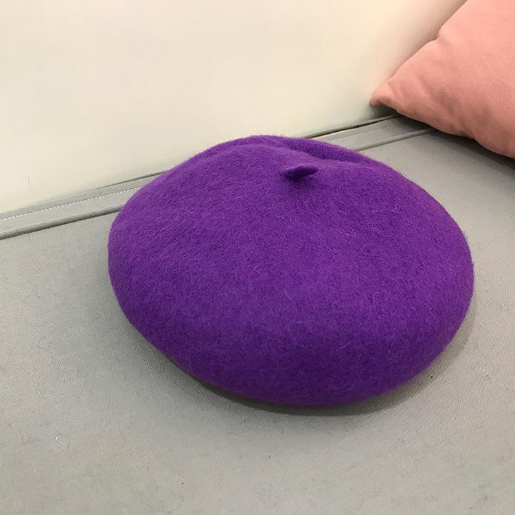Autumn and winter versatile wool hat beret women's pumpkin hat retro woolen painter hat bud hat tide