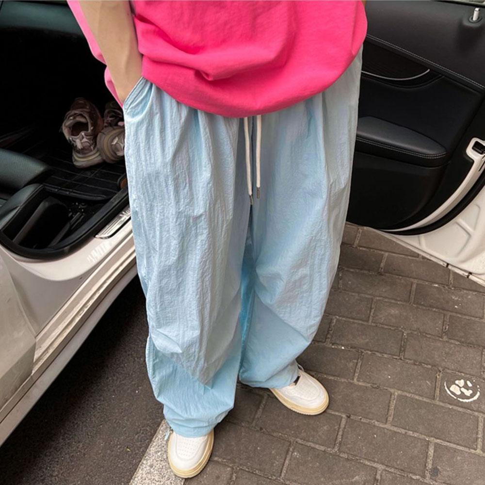 Y2K menns klær Grønne sommer Oversized svette Bredt ben Cargo Ice Silk Quick Dry Track Bukser Joggebukser Bukse Dame Koreansk 2023