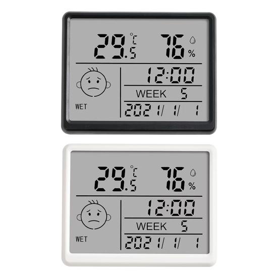 Magnetic Digital Clock with Humidity Thermometer LCD Display High Accuracy Thermo-Hygrometer Indoor Humidity Temperature Meter