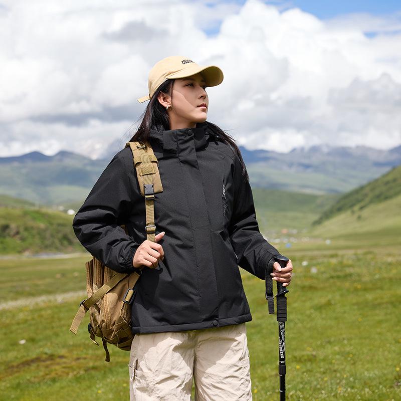 Men s and Women s Hooded Winter Fleece-Lined Windproof Outerwear: Thick, Warm, Mountaineering Jacket 4XL