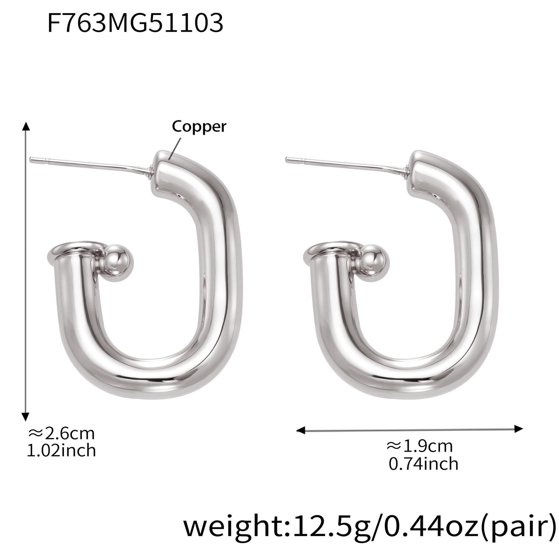 Qiong Yao 18K Gold-Plated U-Shaped Hollow Hoop Earrings for Women, Fashionable and Eco-Friendly Copper.