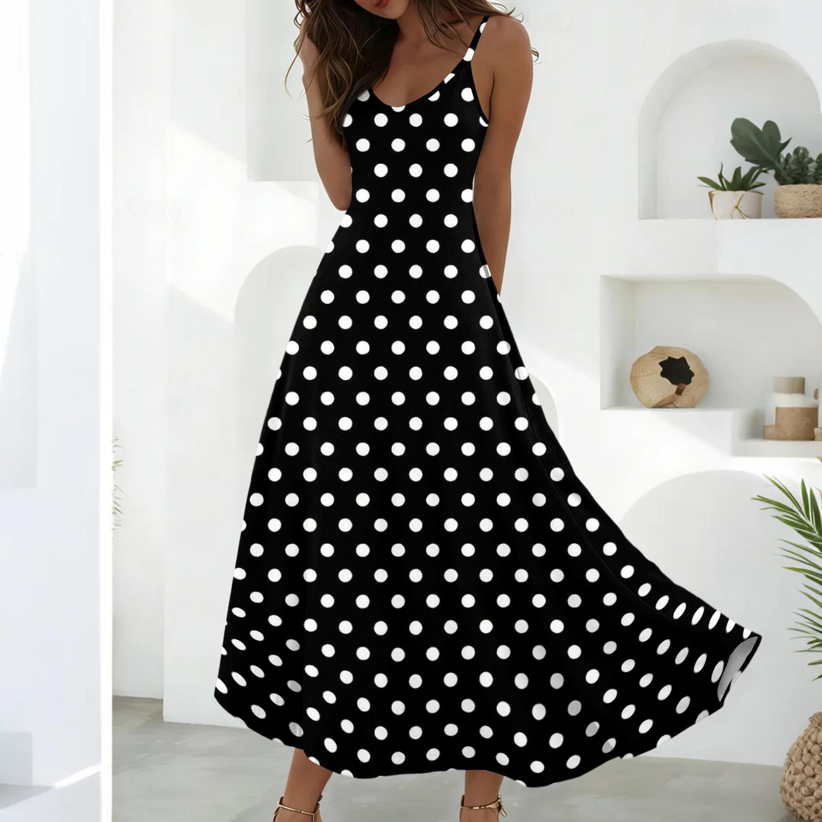 

Летние платья для женщин Платья Длинные Легкие А-силуэта Без рукавов Сарафаны С карманами L чёрный