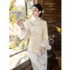 Fashion Improved New Chinese Long Pull Velvet Composite Velvet Young Cheongsam Winter New Cheongsam Skirt