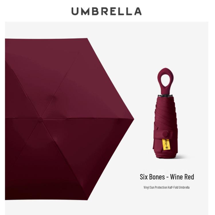 New Macaron Color Five-Fold Ultra-Light Sun Protection Compact Mini Umbrella with Buckle Handle