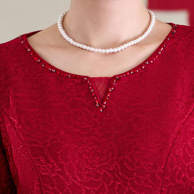 Pastel Chinese Style Seven-Sleeve Wedding Dress for Mothers