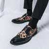 New Arrival Fashion Men's Leopard Patent Leather Formal Oxford Shoes Male Punk Rock Wedding Prom Dress Flats Zapatos Hombre