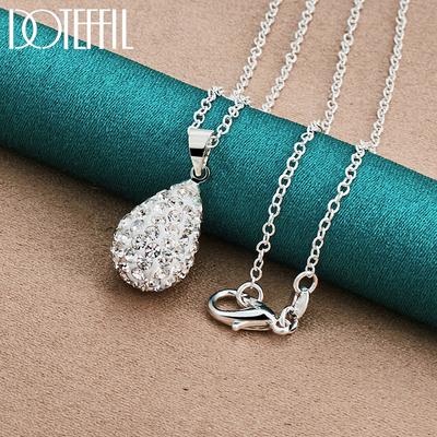 925 Sterling Zilver Ovale Druppel Hanger Ketting Bruiloft Mode Sieraden