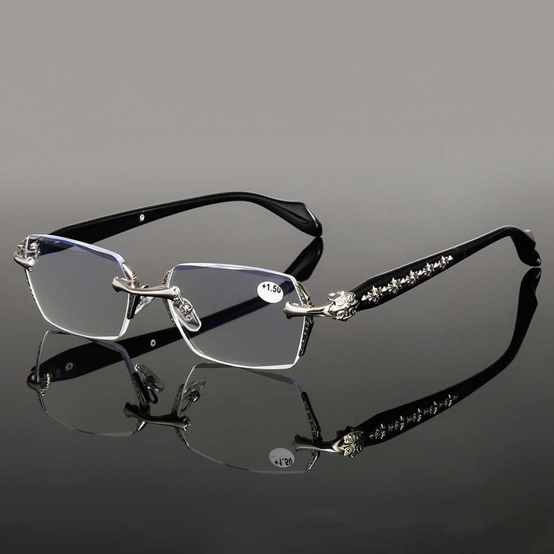 Fashion Harajuku Style Reading Glasses for Women Men Diamond Cutting Blue Light Blocking Presbyopia Eyewear Far Sight Eyeglasses