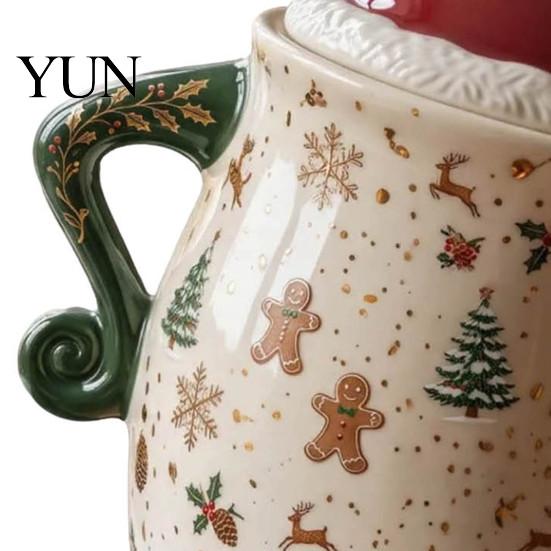 Ceramic Storage Jar Christmas Themed with Airtight Lid, Decorative Gingerbread Man Home Decor Cookie Canister, Large Capacity Snack Container