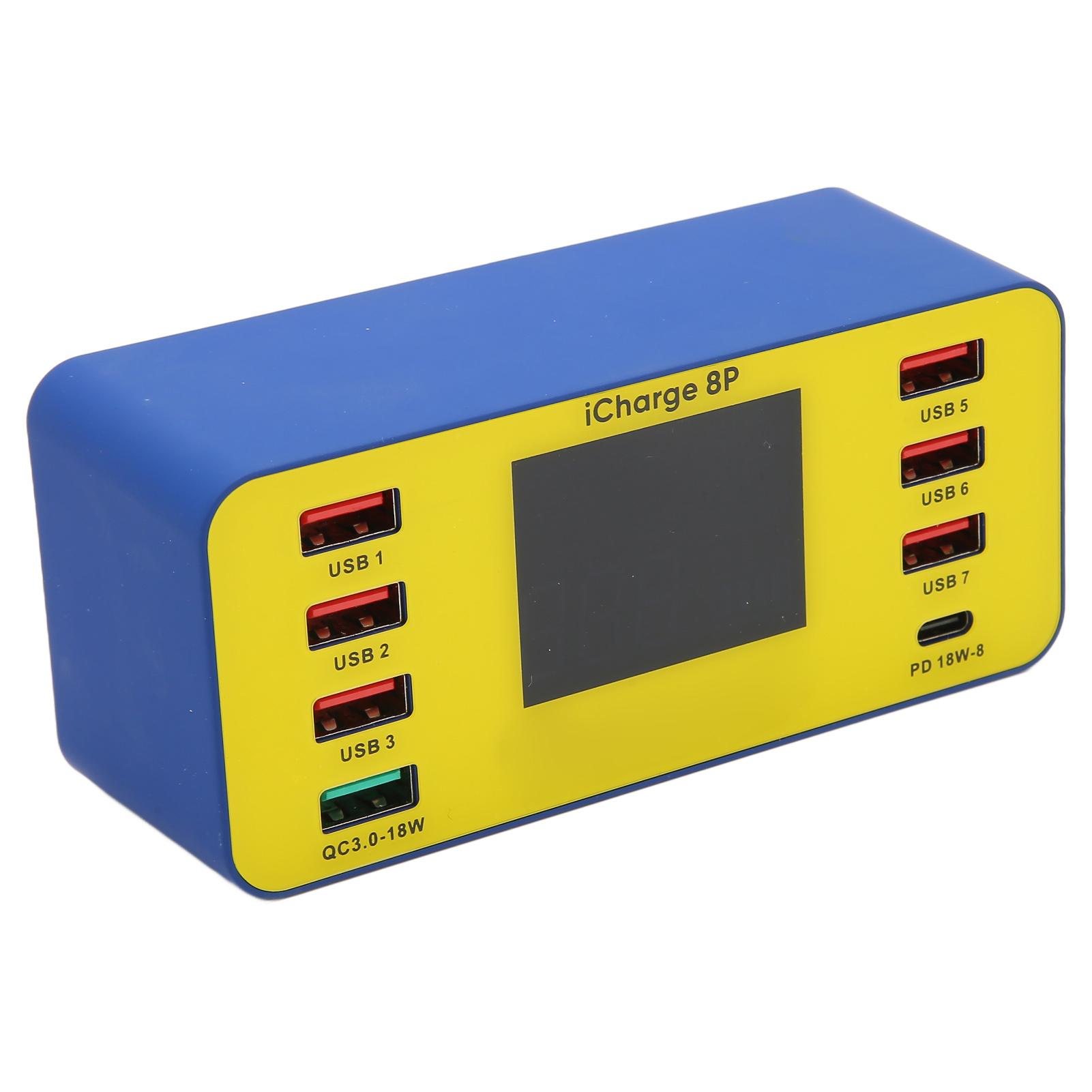 

8-портовое цифровое зарядное устройство USB 60 Вт USB QC3.0 PD порты несколько USB зарядная станция для смартфона UK Plug