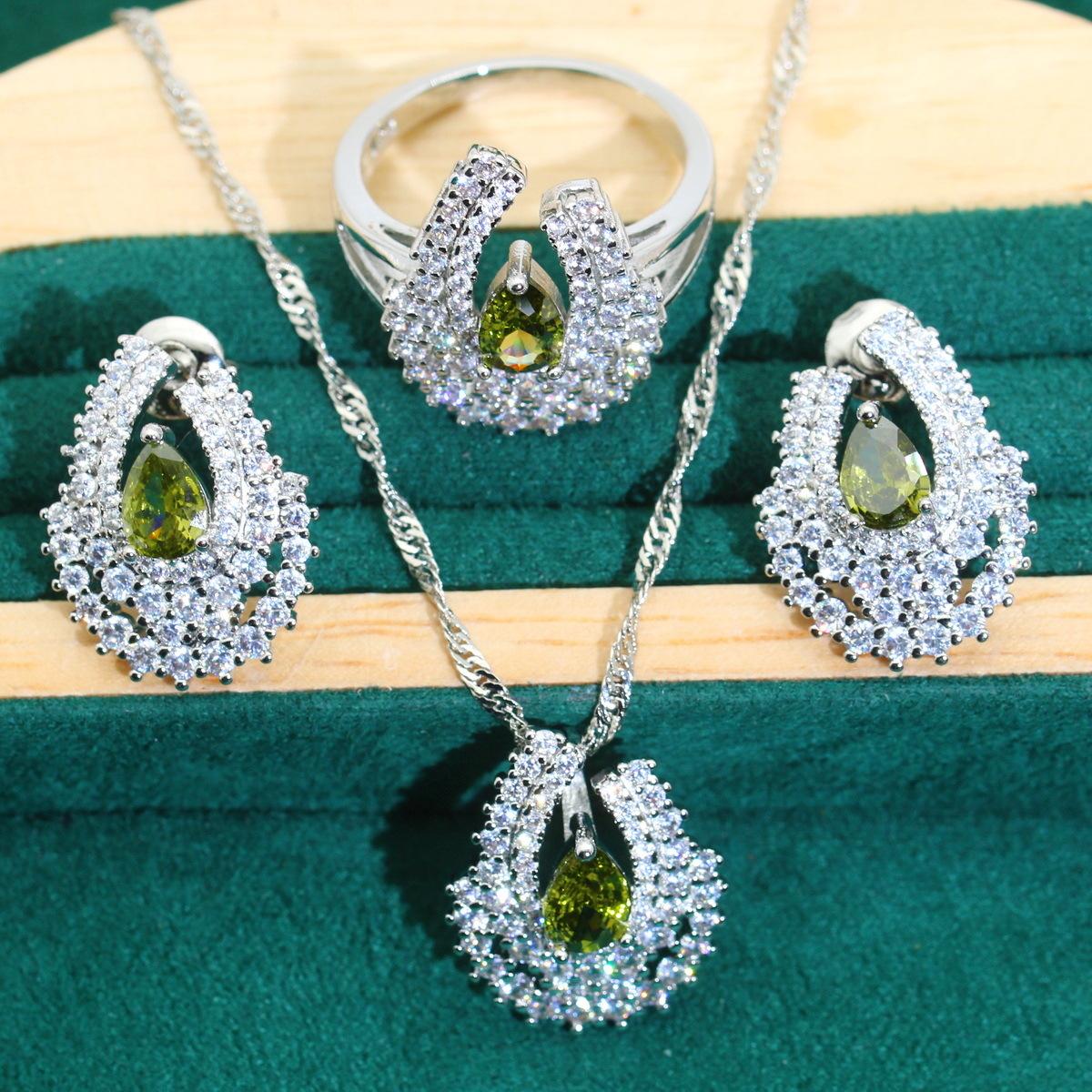 

Корейская версия ультра мерцающих украшений с микро-инкрустацией из циркония класса ААА, комплект из ожерелья и серег Size 10