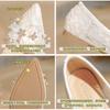 Fashion Sweet Flower Decoration Lace Flat Shoes for Woman Air-meash Loafers Crystal Pearl Beading Wedding Shoes Women Moccasins Size 43