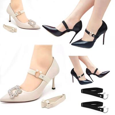 Adjustable Lazy Shoelace Locking High Heels Anti-skid Straps Bundle Shoelace U-shaped Pearl Ankle Tie Band
