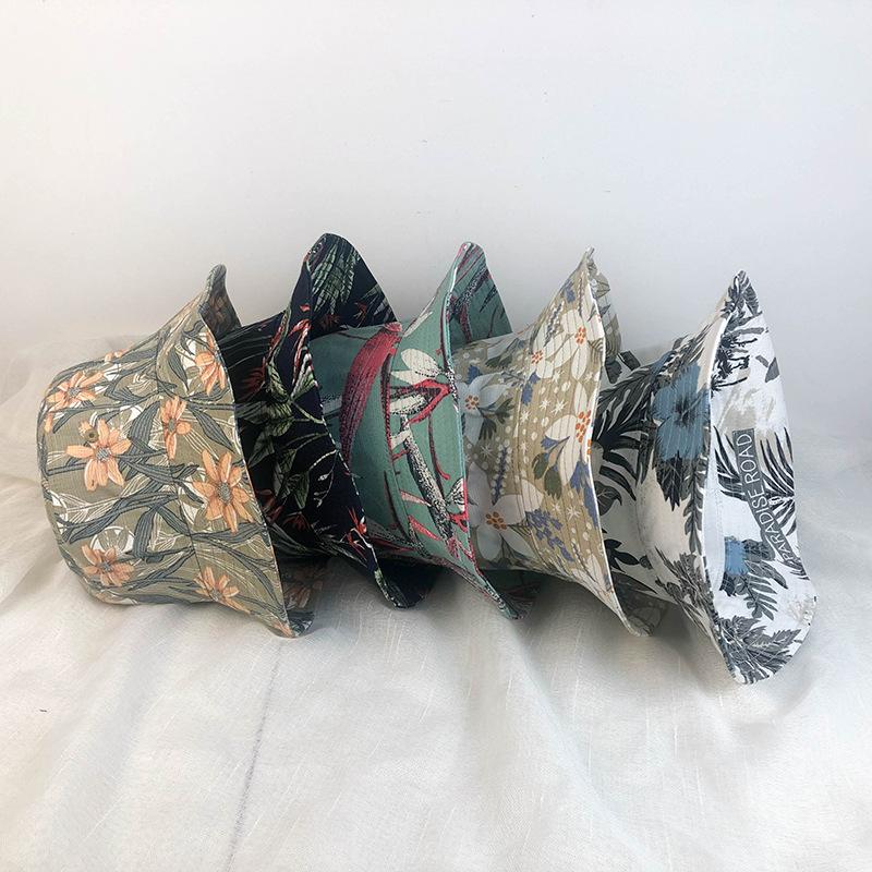 Cotton and Linen Printed Chinese Style Canvas Bucket Hat Men's and Women's Trendy Brand Sunshade Sunscreen Basin Hat