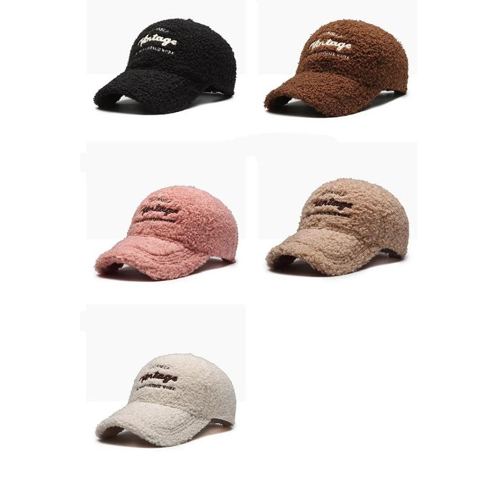 Fashion Plush Baseball Hat Women Couple Cap New Lamb Wool Baseball Cap