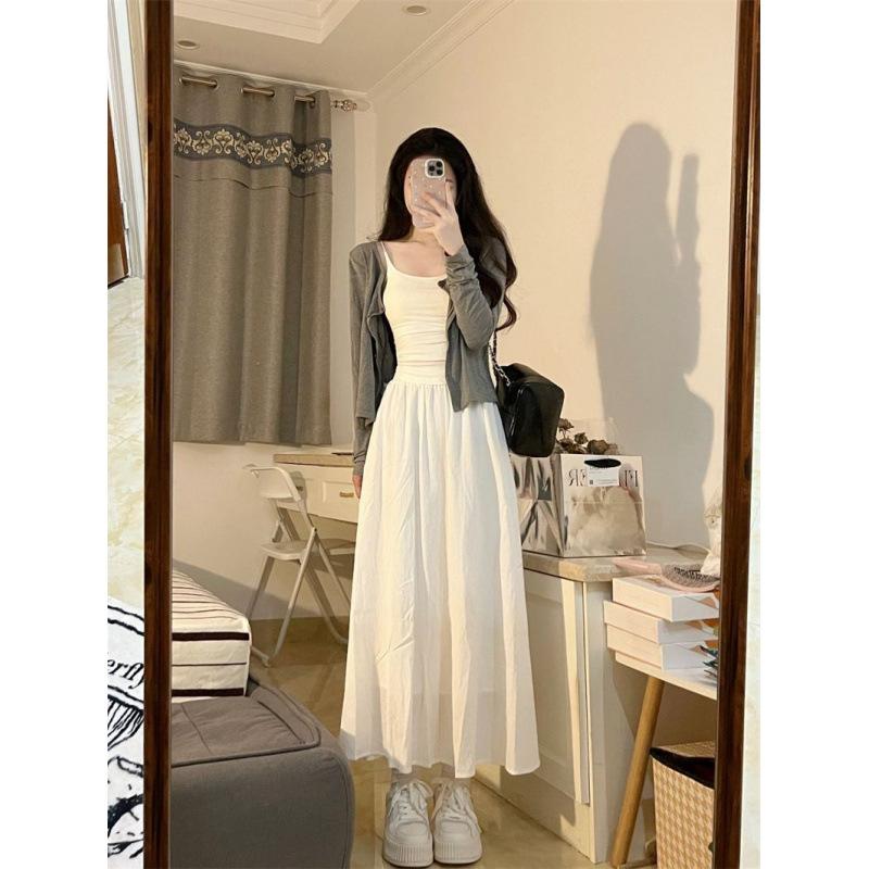 2025 Early Autumn Women's Three-Piece Set: Cardigan, Camisole, and Slimming Skirt