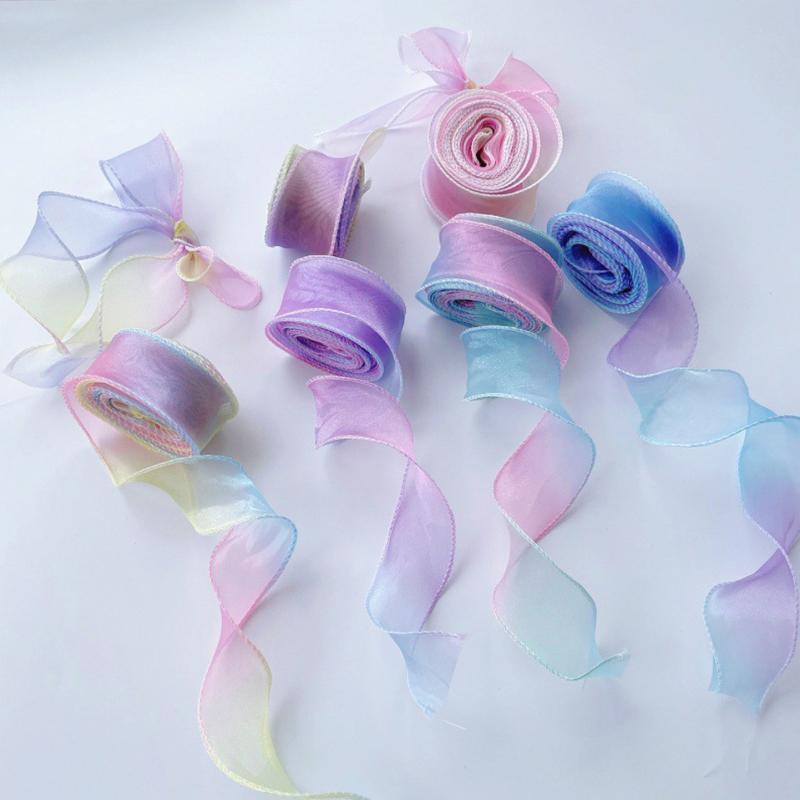 10Yards 4cm Iridescent Fishtail Edge Oganza Ribbon for DIY Headwear Hat Decor Gift Wrapping Craft Accessories Sewing Supplies