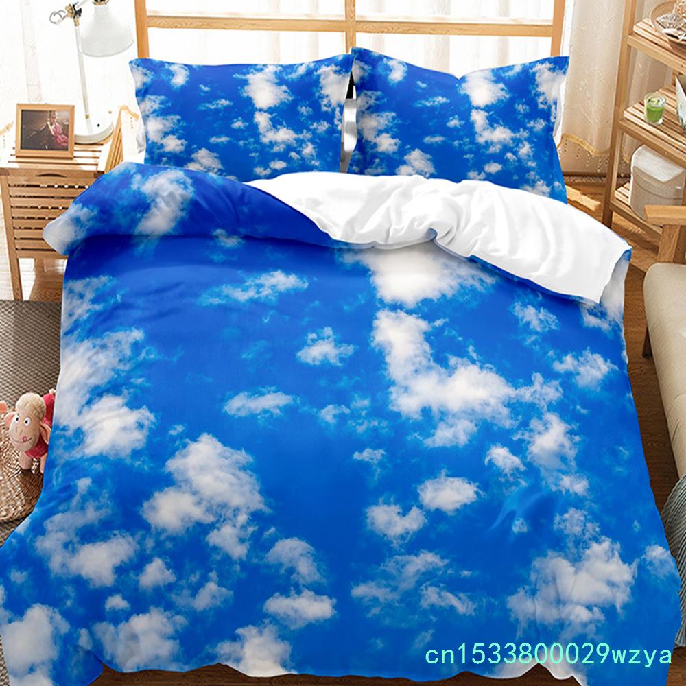 White Cloud Duvet Cover Set Comforter Cover Twin Full King Size For Kids Teens Adults Bedroom Decor Bedding Set With Pillowcase