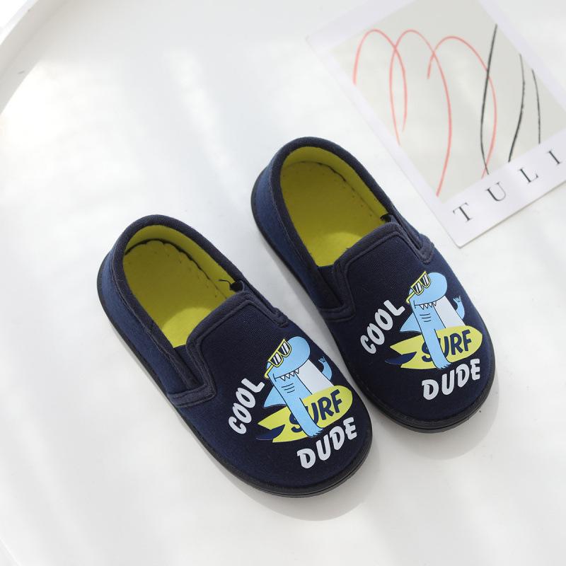 Cartoon-Haifisch-Kinder-Skateboard-Hausschuhe - Frühling/Herbst, Baumwolle, Geschlossene Ferse