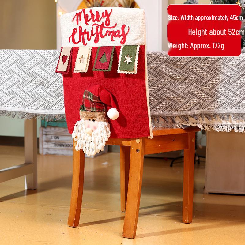 Christmas Santa and Snowman Chair Back Covers - Festive Restaurant Decorations