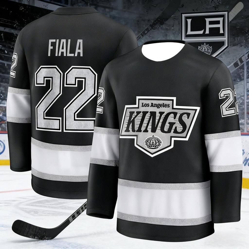 2026 Nuova Maglia da Allenamento King Team Hockey su Ghiaccio da Uomo con Stampa 3D, Bianca, Traspirante e Asciugatura Rapida, Maniche Lunghe, Bambini